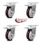 Service Caster 5 Inch Maroon Polyurethane Swivel Top Plate Caster Set with Total Lock Brake SCC SCC-TTL20S514-PPUB-MRN-4 - alternate 1